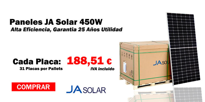 Pallet Placas Solares Monocristalinos JA SOLAR JAM72S20 MR 450W - MC4 - 1500V - NEW